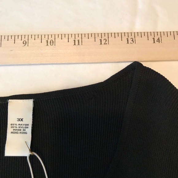 FRENCH LAUNDRY Ribbed Knit Sweater Lightweight Top Black Women’s Plus Size 3X - Picture 14 of 16